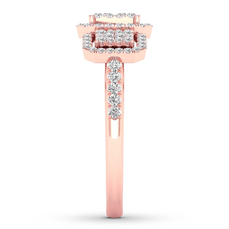 Main Image 3 of Memories Moments Magic Diamond Engagement Ring 1/2 ct tw Round-cut 10K Rose Gold