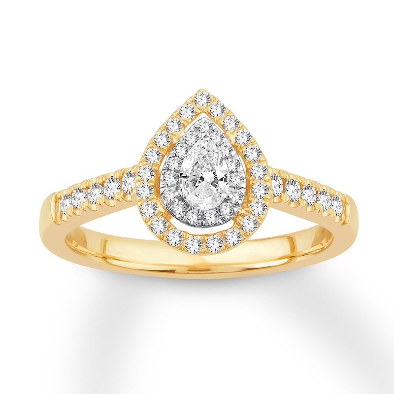 Pear-Shaped Diamond Engagement Ring 1/2 ct tw 14K Yellow Gold