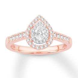 Now + Forever Pear-Shaped Diamond Engagement Ring 1/2 ct tw 14K Rose Gold
