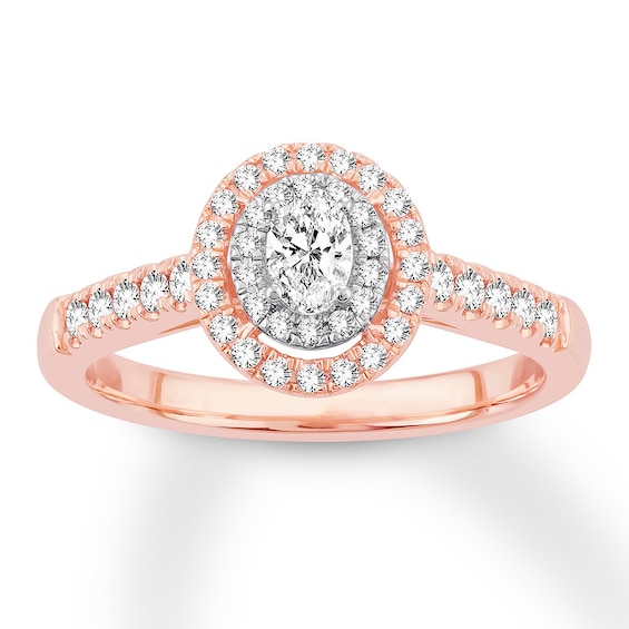 Now + Forever Oval Diamond Engagement Ring 1/2 ct tw 14K Rose Gold