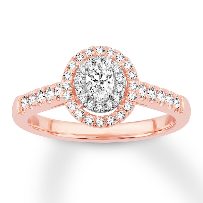 Oval Diamond Engagement Ring 1/2 ct tw 14K Rose Gold