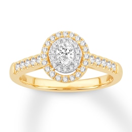 Now + Forever Oval Diamond Engagement Ring 1/2 ct tw 14K Yellow Gold