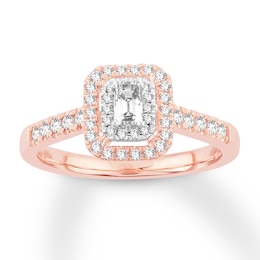 Emerald-Cut Diamond Engagement Ring 1/2 ct tw 14K Rose Gold