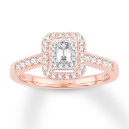 Now + Forever Emerald-Cut Diamond Engagement Ring 1/2 ct tw 14K Rose Gold