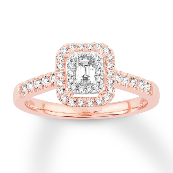 Now + Forever Emerald-Cut Diamond Engagement Ring 1/2 ct tw 14K Rose Gold
