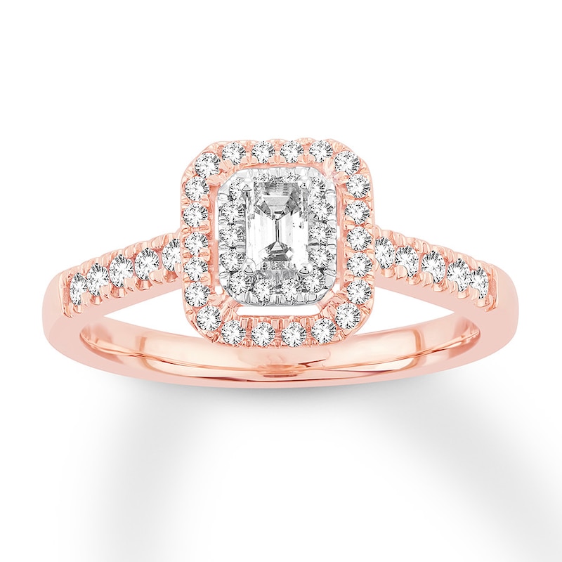 Main Image 1 of Now + Forever Emerald-Cut Diamond Engagement Ring 1/2 ct tw 14K Rose Gold