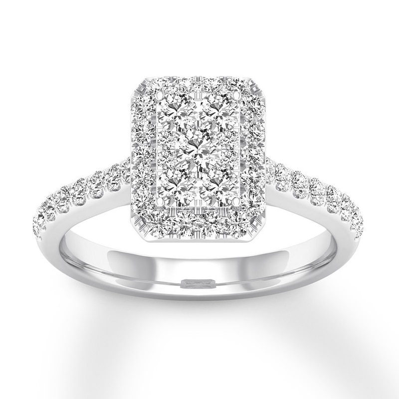 Diamond Engagement Ring 3/4 ct tw Round-cut 14K White Gold with 360