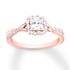 Diamond Engagement Ring 3/4 ct tw Princess & Round-cut 14K Rose Gold