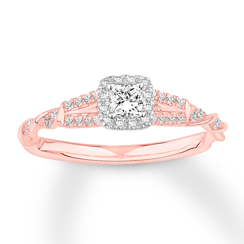 Diamond Engagement Ring 1/3 ct tw Princess & Round-cut 14K Two-Tone Gold