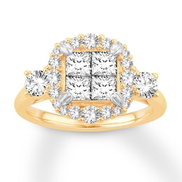 Now + Forever Multi-Stone Princess-cut Diamond Engagement Ring 1-5/8 ct tw 14K Two-Tone Gold