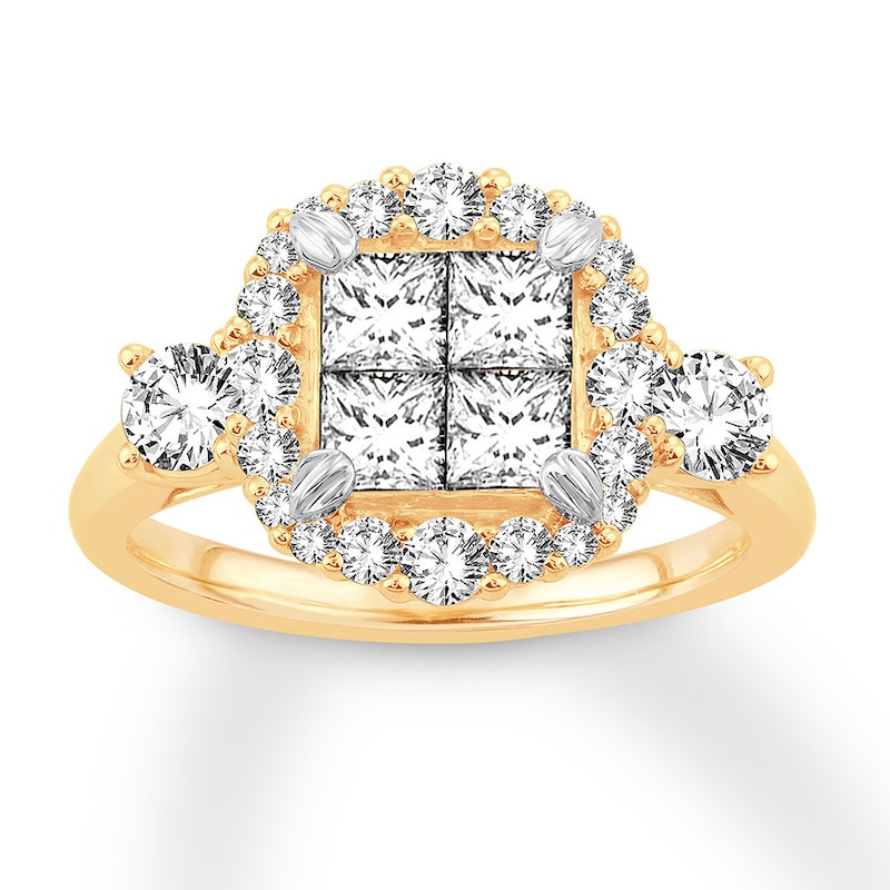 Main Image 1 of Now + Forever Multi-Stone Princess-cut Diamond Engagement Ring 1-5/8 ct tw 14K Two-Tone Gold