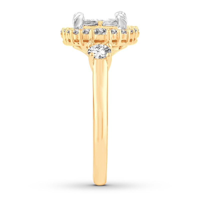 Main Image 3 of Now + Forever Multi-Stone Princess-cut Diamond Engagement Ring 1-5/8 ct tw 14K Two-Tone Gold