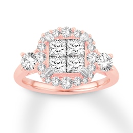 Now + Forever Diamond Engagement Ring 1-5/8 cttw Princess & Round-cut 14K Two-Tone Gold