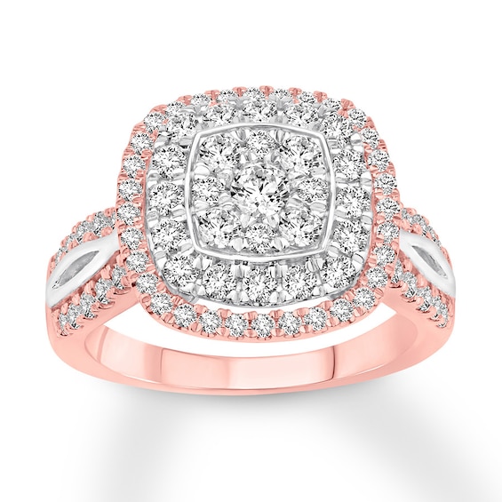 Now + Forever Diamond Engagement Ring 1-1/3 ct tw Round-cut 14K Two-Tone Gold