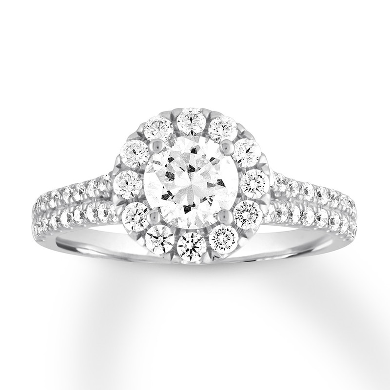 Diamond Engagement Ring 1-3/8 ct tw Round-cut 14K White Gold