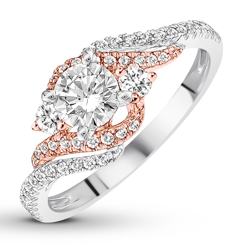 Main Image 4 of Diamond Engagement Ring 3/4 ct tw Round-cut 14K Two-Tone Gold