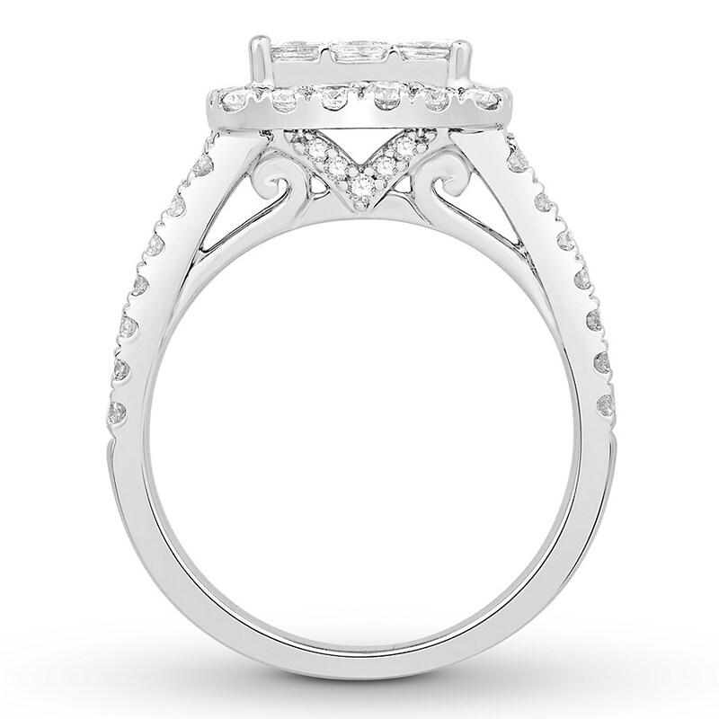 Diamond Engagement Ring 2 ct tw Princess & Round-cut 14K White Gold