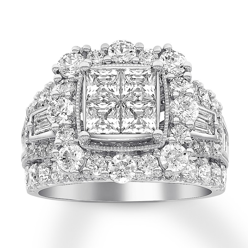 Multi-Stone Diamond Engagement Ring 4 ct tw Princess-cut 14K White Gold