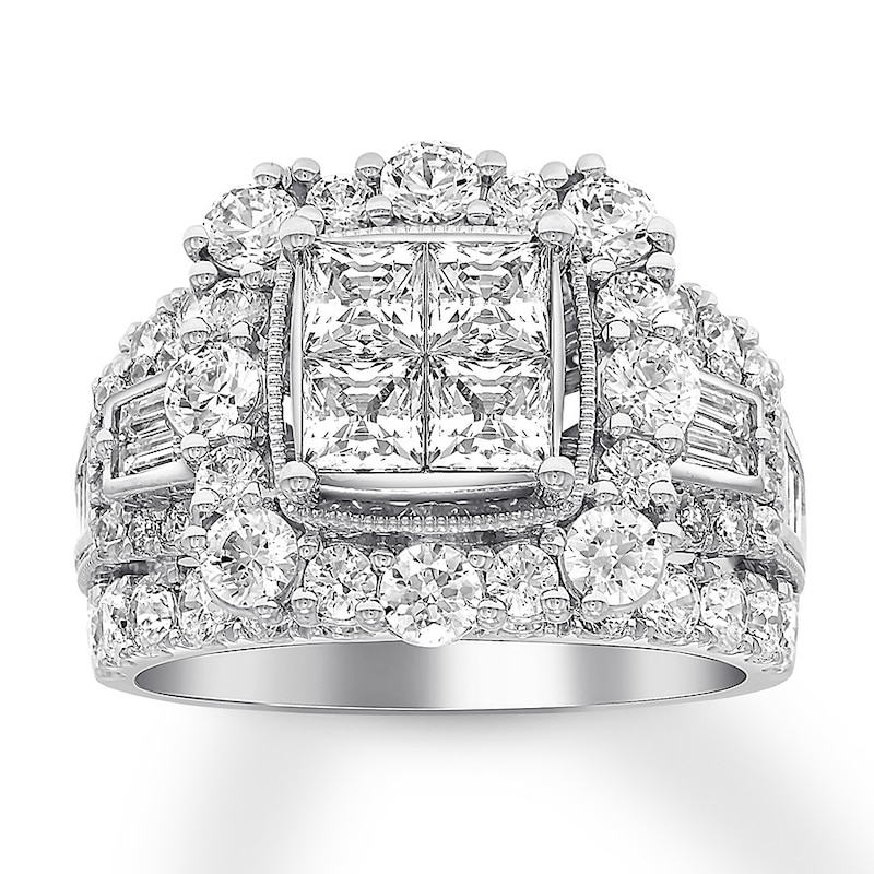 Main Image 1 of Now + Forever Multi-Stone Diamond Engagement Ring 4 ct tw Princess-cut 14K White Gold