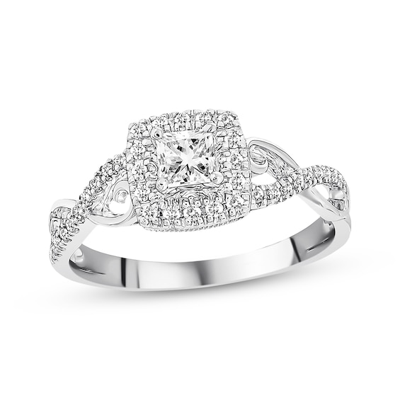 Now + Forever Princess-Cut Diamond Engagement Ring 3/8 ct tw 10K White Gold