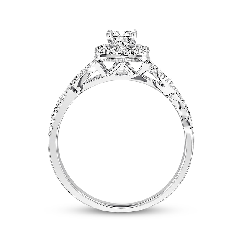 Diamond Engagement Ring 3/8 ct tw Princess & Round-cut 10K White Gold