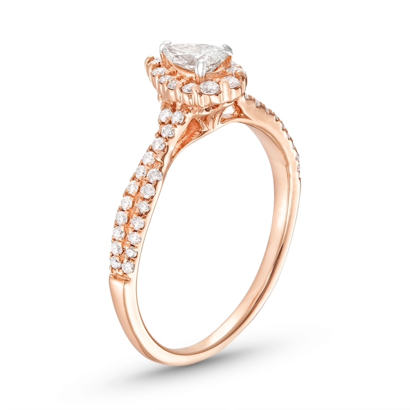 Diamond Engagement Ring 1/2 ct tw Pear/Round 14K Rose Gold