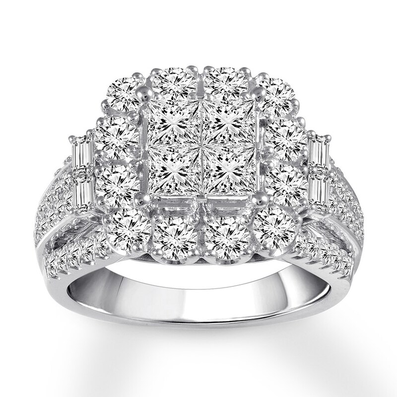 Multi-Stone Princess-cut Diamond Engagement Ring 3 ct tw 14K White Gold