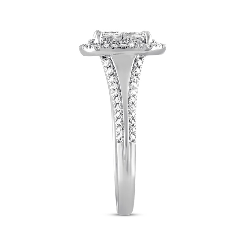 Multi-Stone Princess-cut Diamond Engagement Ring 1-1/2 ct tw 14K White Gold