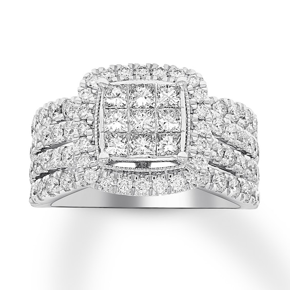 Diamond Engagement Ring 2 ct tw Princess-cut 10K White Gold