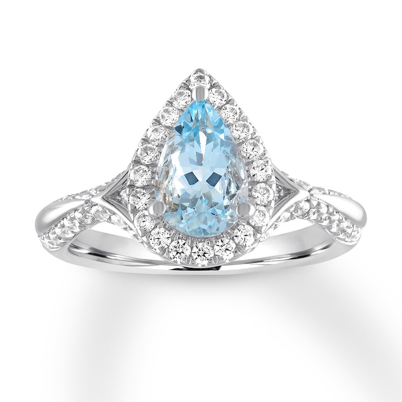 Main Image 1 of Now + Forever Aquamarine Engagement Ring 5/8 ct tw Diamonds 14K White Gold