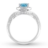 Thumbnail Image 1 of Aquamarine Engagement Ring 5/8 ct tw Diamonds 14K White Gold