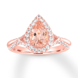 Now + Forever Morganite Engagement Ring 5/8 ct tw Diamonds 14K Rose Gold