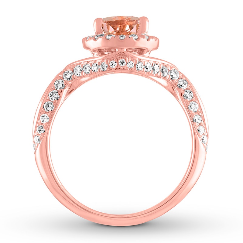 Morganite Engagement Ring 5/8 ct tw Diamonds 14K Rose Gold