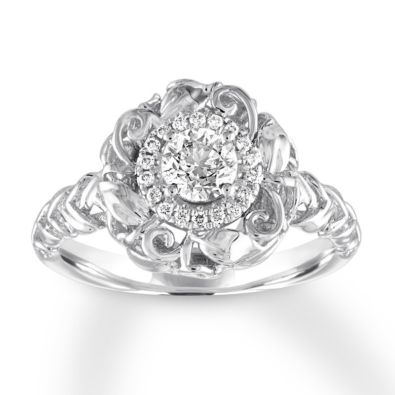 Diamond Engagement Ring 1/2 ct tw Round-cut 14K White Gold