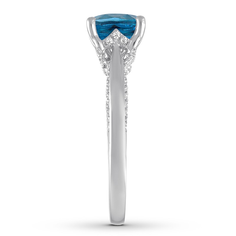 Main Image 2 of Now + Forever Blue Topaz Engagement Ring 1/4 ct tw Diamonds 14K White Gold