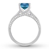 Thumbnail Image 3 of Now + Forever Blue Topaz Engagement Ring 1/4 ct tw Diamonds 14K White Gold