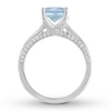 Thumbnail Image 1 of Aquamarine Engagement Ring 1/4 ct tw Diamonds 14K White Gold