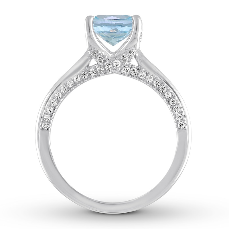 Main Image 2 of Now + Forever Aquamarine Engagement Ring 1/4 ct tw Diamonds 14K White Gold