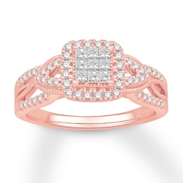 Now + Forever Diamond Engagement Ring 1/2 ct tw 10K Rose Gold
