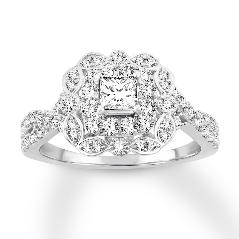 Main Image 1 of Now + Forever Diamond Engagement Ring 1 ct tw Princess & Round-cut 14K White Gold