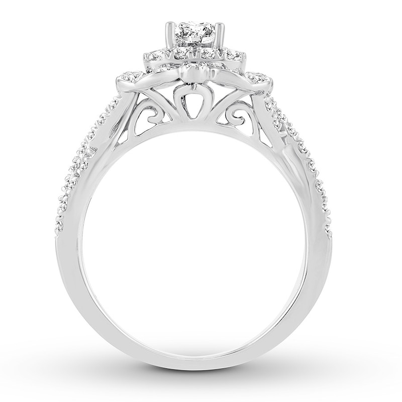 Diamond Engagement Ring 1 ct tw Princess & Round-cut 14K White Gold