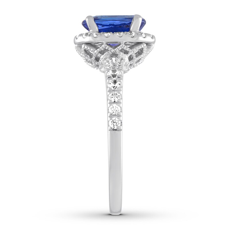 Tanzanite Engagement Ring 3/8 ct tw Diamonds 14K White Gold