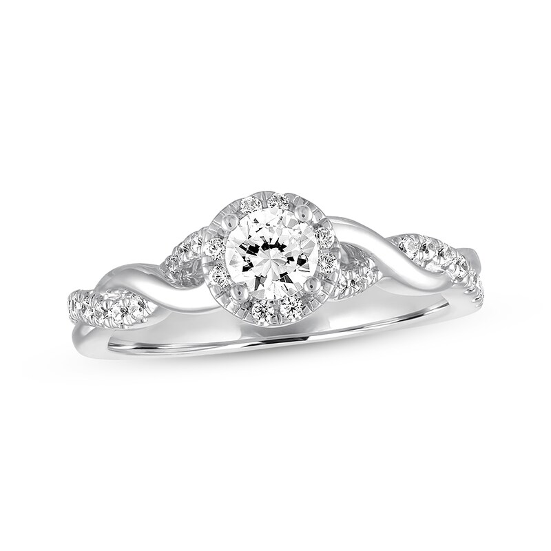 Diamond Engagement Ring 5/8 ct tw Round-cut 14K White Gold with 360