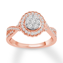 Now + Forever Diamond Engagement Ring 1/2 ct tw Round-cut 10K Two-Tone Gold