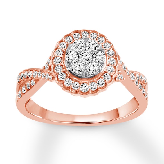 Now + Forever Diamond Engagement Ring 1/2 ct tw Round-cut 10K Two-Tone Gold