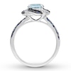 Thumbnail Image 1 of Aquamarine & Lab-Created Sapphire Engagement Ring Round-cut 14K White Gold