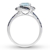 Thumbnail Image 2 of Now + Forever Aquamarine & Lab-Created Sapphire Engagement Ring Round-cut 14K White Gold