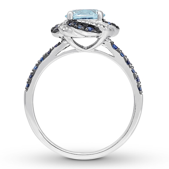 Aquamarine/LabCreated Sapphire Engagement Ring 14K White Gold Kay