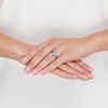 Thumbnail Image 3 of Aquamarine & Lab-Created Sapphire Engagement Ring Round-cut 14K White Gold