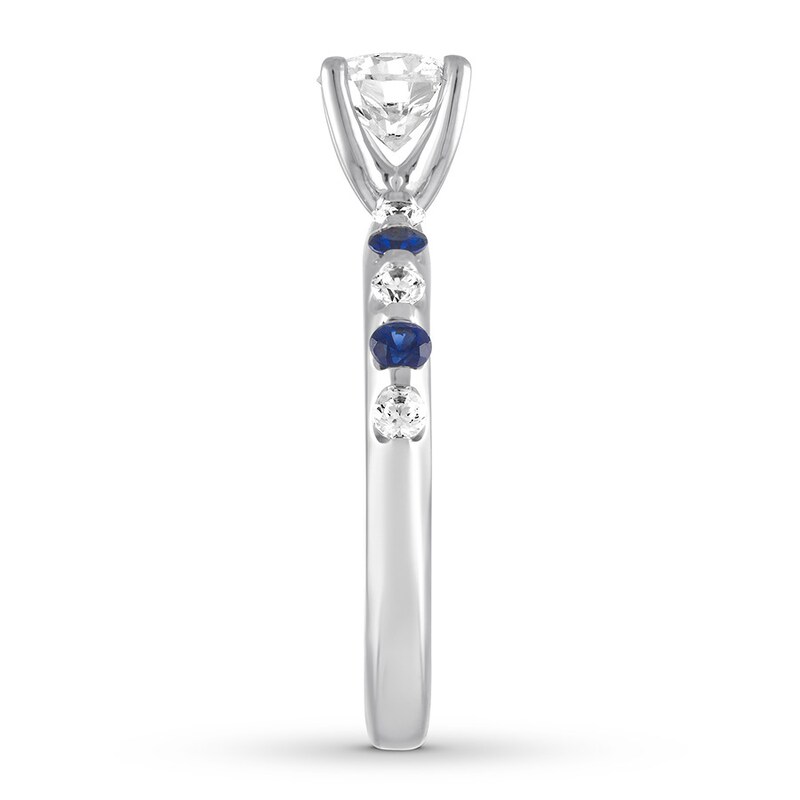 Diamond & Sapphire Engagement Ring 1 ct tw 14K White Gold